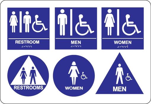 Restroom wayfinding signage